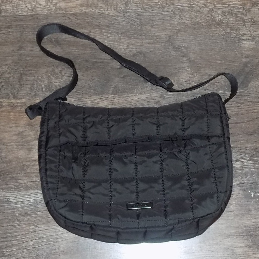 Reebok Quilted Crossbody Bag Womens Black Good Puffer Messenger Bag